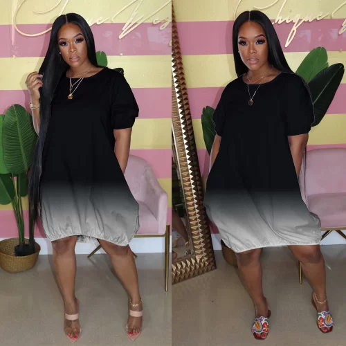 2024 Plus Size Gradient Summer Dress - European & American Style 11 2024 AliExpress European and American cross border plus size women s summer new casual gradient dress 5