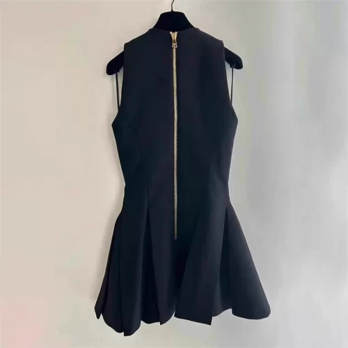 V-Neck Double-Breasted A-Line Mini Dress 11 y2k summer new women s V neck metal double breasted sleeveless dress 2024 high quality fashion 5